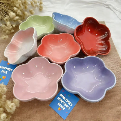 5'' Elevated Flower Design Ceramic Cat Bowl, Pet Food Dish, Small Dish Dip Dish, Deep Feeders, for Home Kitchen Supplies Gift